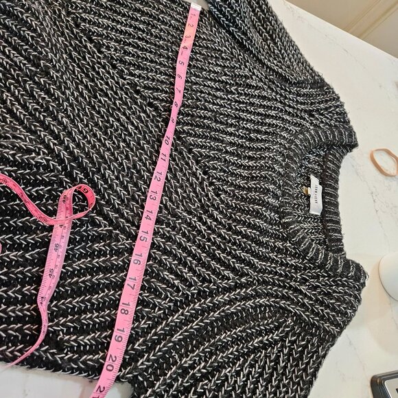 John + Jenn Sweater Medium Black & White Knit Designer Chevron Pattern Ribbed - Picture 10 of 11
